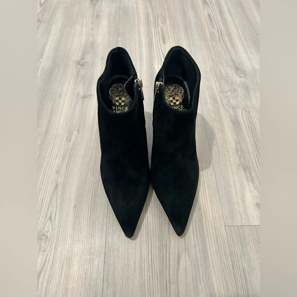 Vince Camuto Black Suede Pointed Toe Ankle Booties - Picture 3 of 9